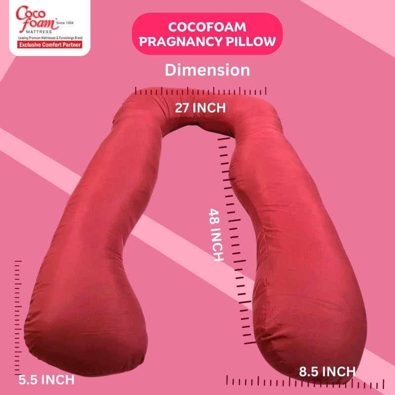 COCOFOAM Maternity Comfort Pillow: Soft, Moldable, Fluffy Belly & Back Support ((U) Shape Pink, Pack of 1 Pillow) - Image 5