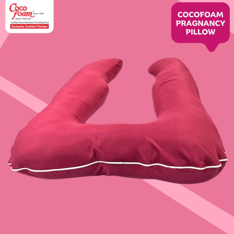 COCOFOAM Maternity Comfort Pillow: Soft, Moldable, Fluffy Belly & Back Support ((U) Shape Pink, Pack of 1 Pillow) - Image 3