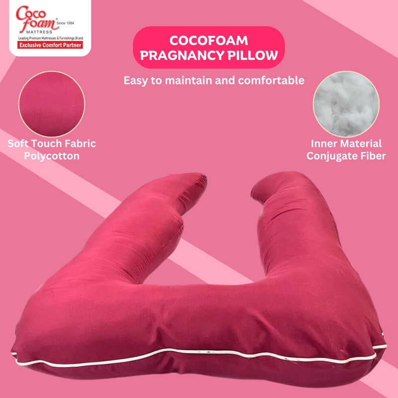 COCOFOAM Maternity Comfort Pillow: Soft, Moldable, Fluffy Belly & Back Support ((U) Shape Pink, Pack of 1 Pillow) - Image 4