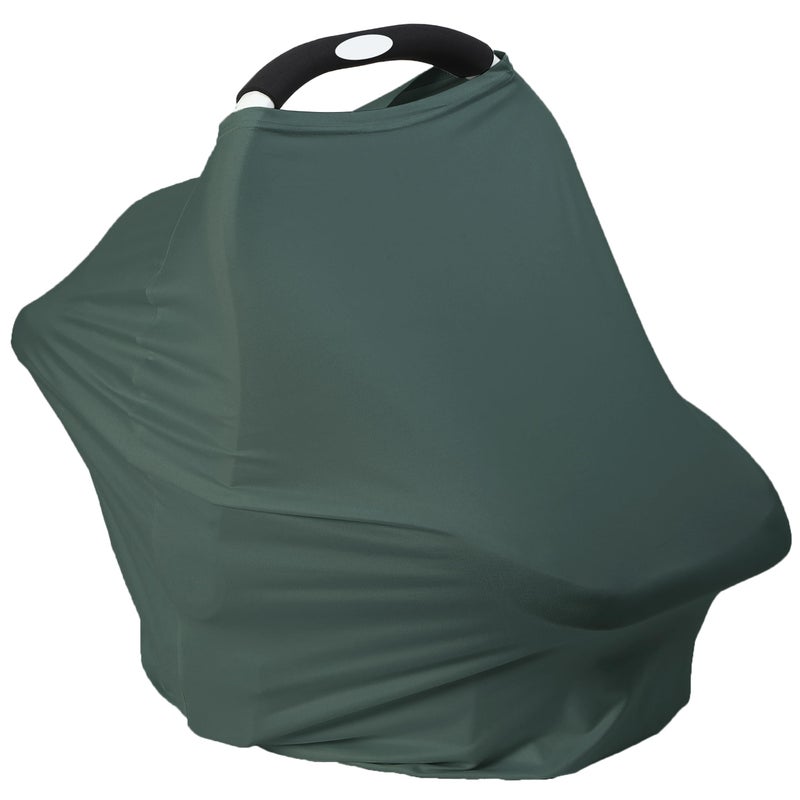 MeetJoy Breathable Car Seat Cover for Babies â€“ Multi-Purpose Soft Rayon Nursing Cover for Breastfeeding, High Stretchy Infant Carseat Canopy, Stroller Cover (Smooth Rayon, Roman Green) - Image 1