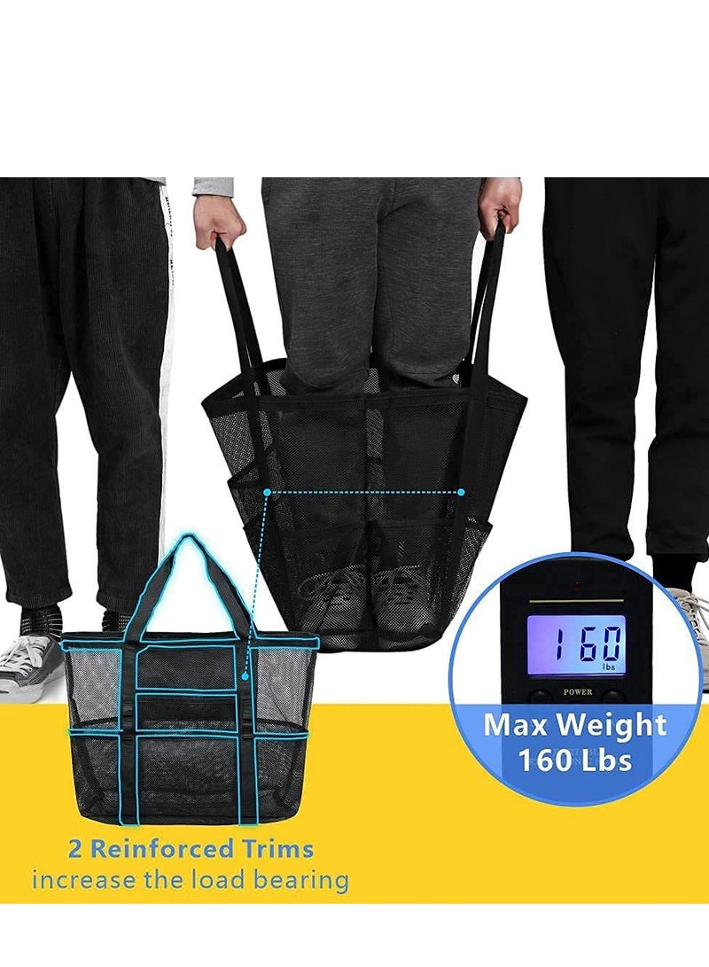 Barakah Beach Bag, Extra Large Bag for Women Travel, Mesh Tote Toys, Towel, flip flops, Black - Image 5