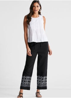 Drawstring Detail Embroidered Pants