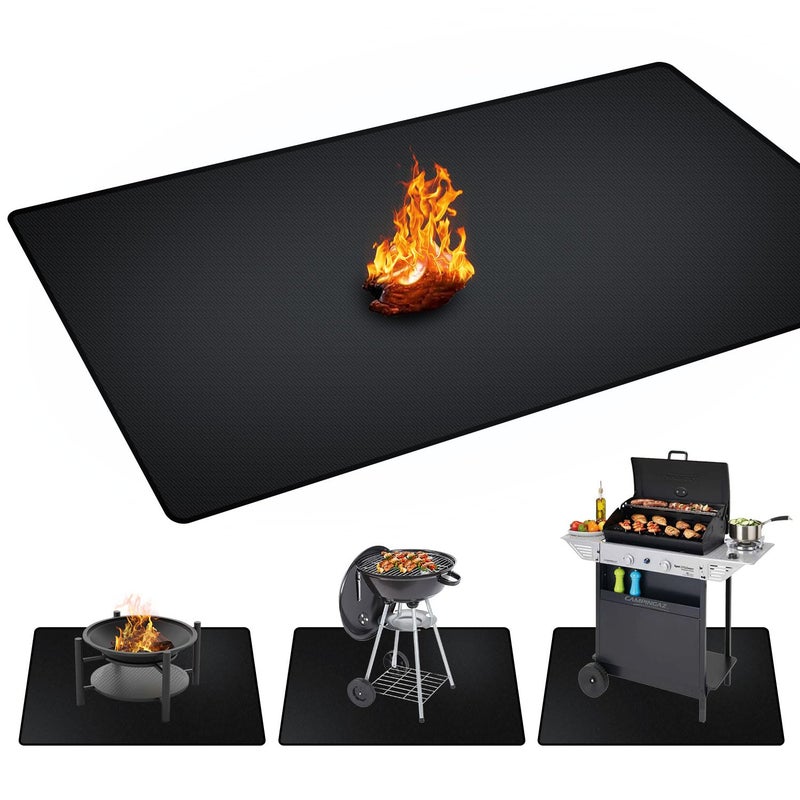 rumlick 48 x 30 inch Under Grill Mats for Outdoor Grill, Double-Sided Fireproof, Oil and Waterproof Protective Mat for Grass and Deck, Outerdoor BBQ Fire Pit Fireplace Mat - Image 1