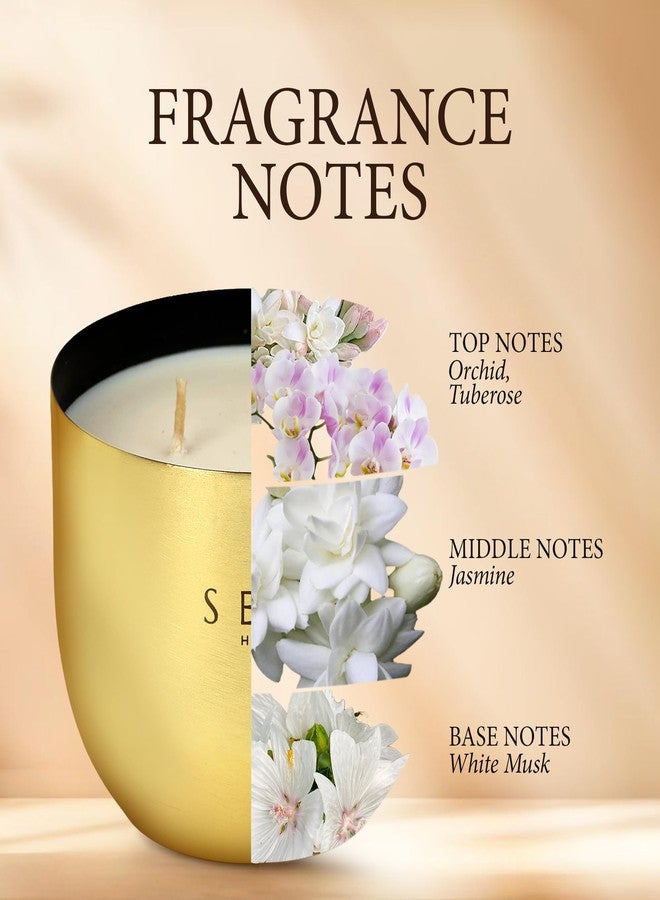 SEVA HOME Heirloom Classic Bloom Scented Candle | 40 Hour Burn | Natural Soy Wax | Orchid & Tuberose, Jasmine | Home Decor & Luxury Gifting - Image 3