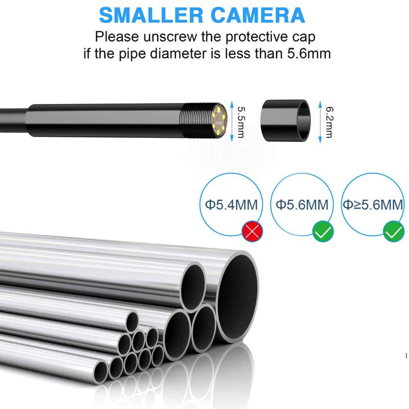 NIDAGE Wireless Endoscope for Automotive Inspection Semi-Rigid Flexible Waterproof 5.5MM WiFi Borescope Camera Compatible Android and iOS Smartphones, iPhone, iPad (4.92FT) - Image 2