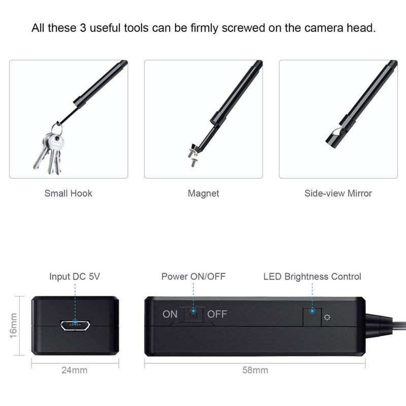 NIDAGE Wireless Endoscope for Automotive Inspection Semi-Rigid Flexible Waterproof 5.5MM WiFi Borescope Camera Compatible Android and iOS Smartphones, iPhone, iPad (4.92FT) - Image 5