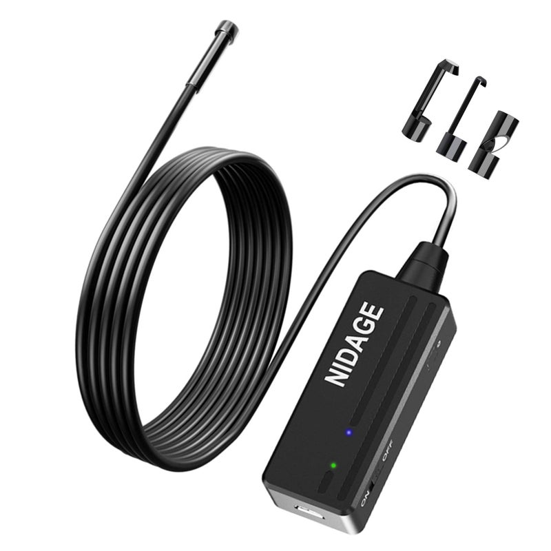 NIDAGE Wireless Endoscope for Automotive Inspection Semi-Rigid Flexible Waterproof 5.5MM WiFi Borescope Camera Compatible Android and iOS Smartphones, iPhone, iPad (4.92FT) - Image 1
