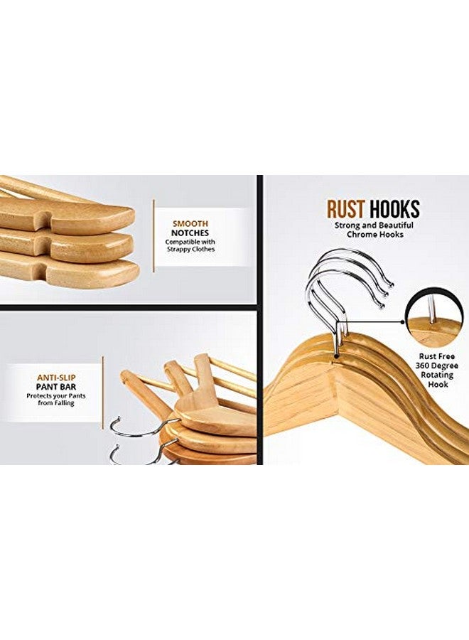 Evolluxi Premium Wooden Hangers Durable & Slim Coat Hanger -Solid Wood Suit Hangers with 360-Degree Rotatable Hook - Wood Hangers with Shoulder Grooves (Beige, 30) - Image 5