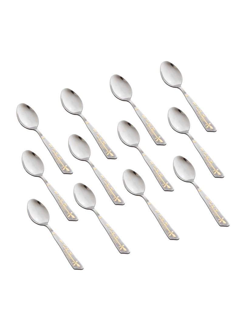 Hic 12 Pieces Stainless Steel Dessert Spoons With Gold - Image 1
