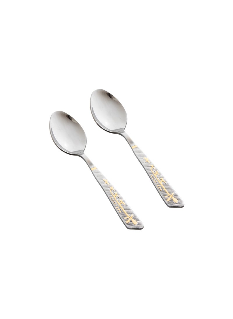 Hic 12 Pieces Stainless Steel Dessert Spoons With Gold - Image 3