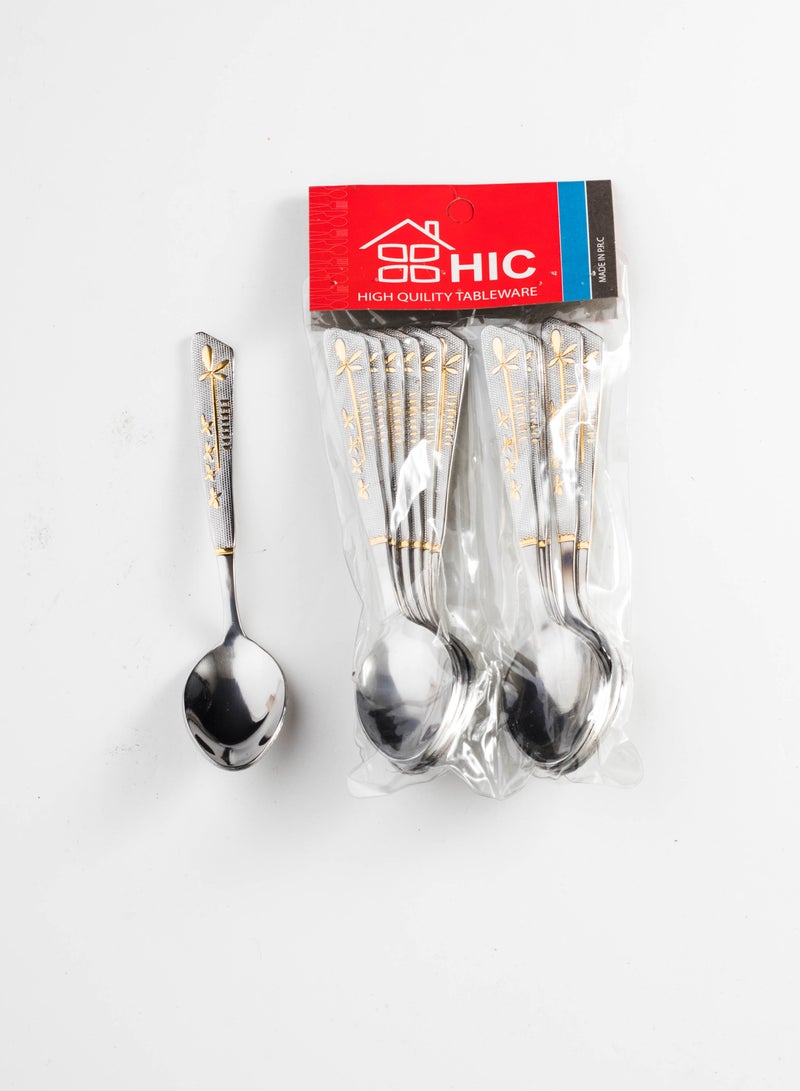 Hic 12 Pieces Stainless Steel Dessert Spoons With Gold - Image 2