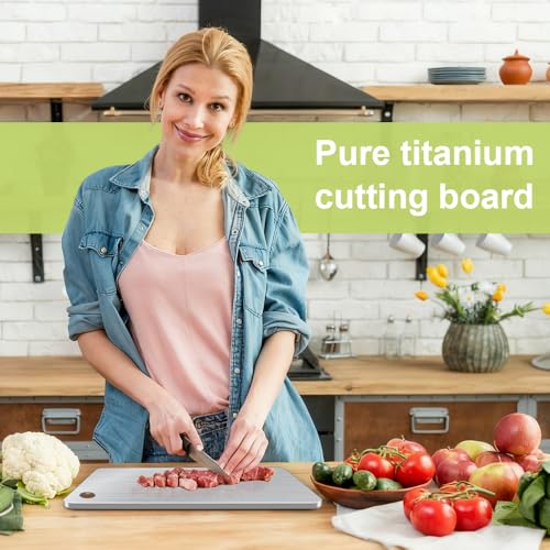 BLOCE Titanium Cutting Board for Kitchen, Stainless Non Stick Chopping Board, Upgrade Double Sided Food-Grade Titanium Board for Kitchen for Meat Cheese Vegetable (Small) - Image 2