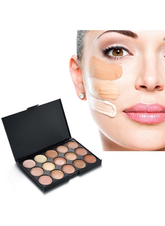 Vtrem 15 Colors Contour Palette Kit Camouflage Concealer Palette Christmas Gifts Eyeshadow Face Cream Makeup Foundation Kit Combination with Powder Brush for Professional and Daily Use - Image 5