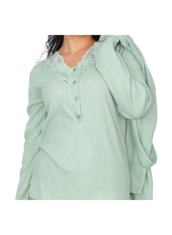 Dadoush Women's Winter Pajama Set, 3 Pieces, Dadoush Women's Long Sleeve Pajamas, Comfortable Women's Pajama Set with Lace on the Chest, 3 Piece Winter Pajamas for Women from Dadoush - Image 5