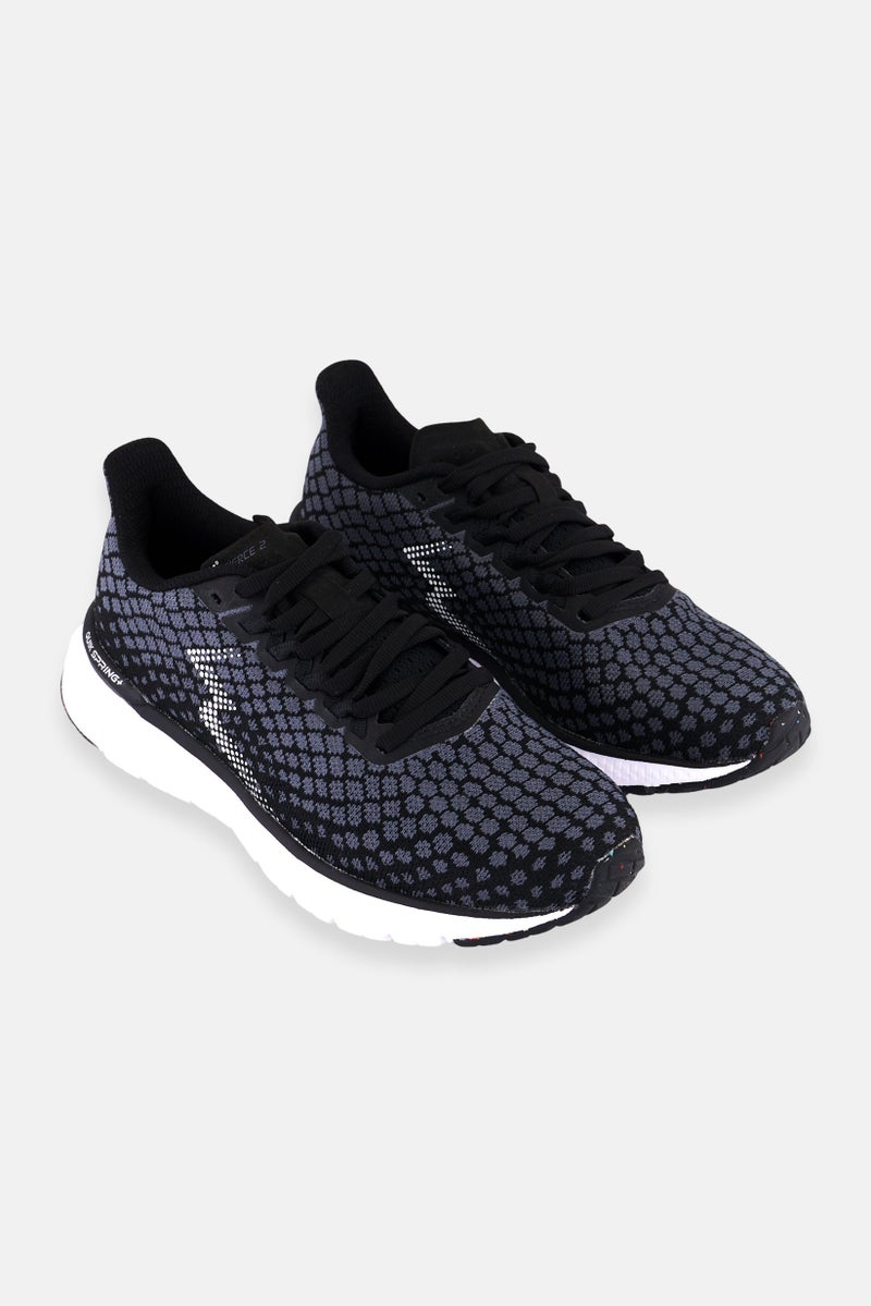 361 Degrees أحذية رياضية للنساء مزودة بأربطة، سوداء - Image 1