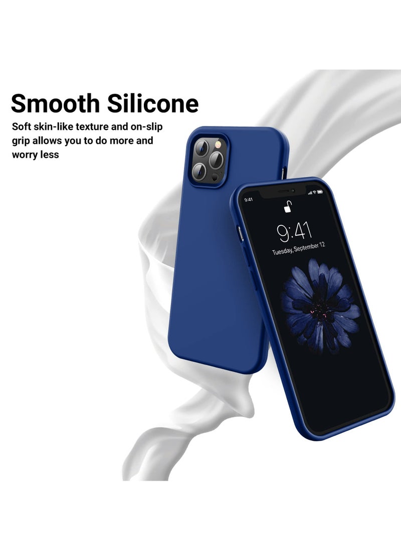 Generic - Compatible with iPhone 13 Pro Max 6.7 Inch Slim Liquid Silicone 4 Layers Soft Gel Rubber Shockproof Protective Phone Case with Anti Scratch Microfiber Lining (Royal Blue) - Image 1