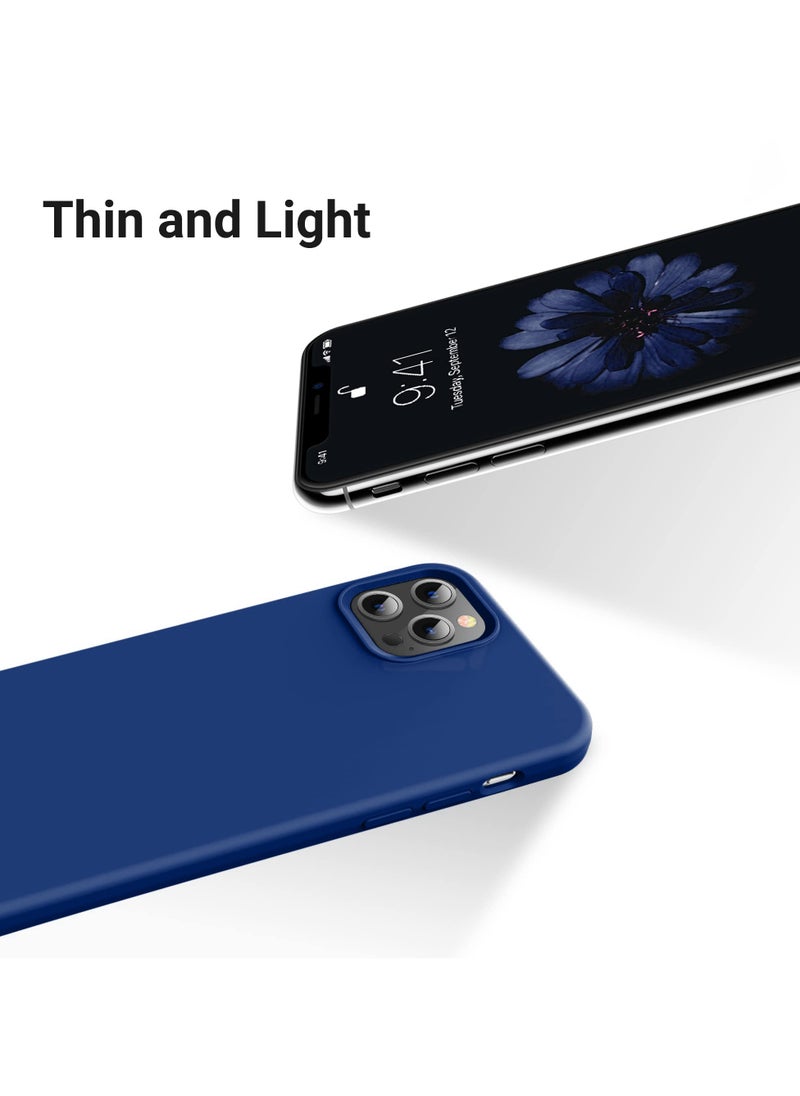 Generic - Compatible with iPhone 13 Pro Max 6.7 Inch Slim Liquid Silicone 4 Layers Soft Gel Rubber Shockproof Protective Phone Case with Anti Scratch Microfiber Lining (Royal Blue) - Image 1