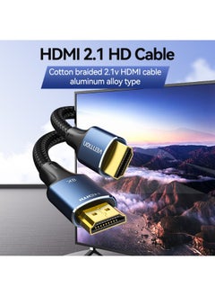 فينشن كابل HDMI-A ذكر إلى ذكر عالي الدقة مضفر من القطن من VENTION بطول 5 أمتار ودقة 8K من نوع سبائك الألومنيوم باللون الأزرق، رقم الموديل ALGLJ  - Image 3