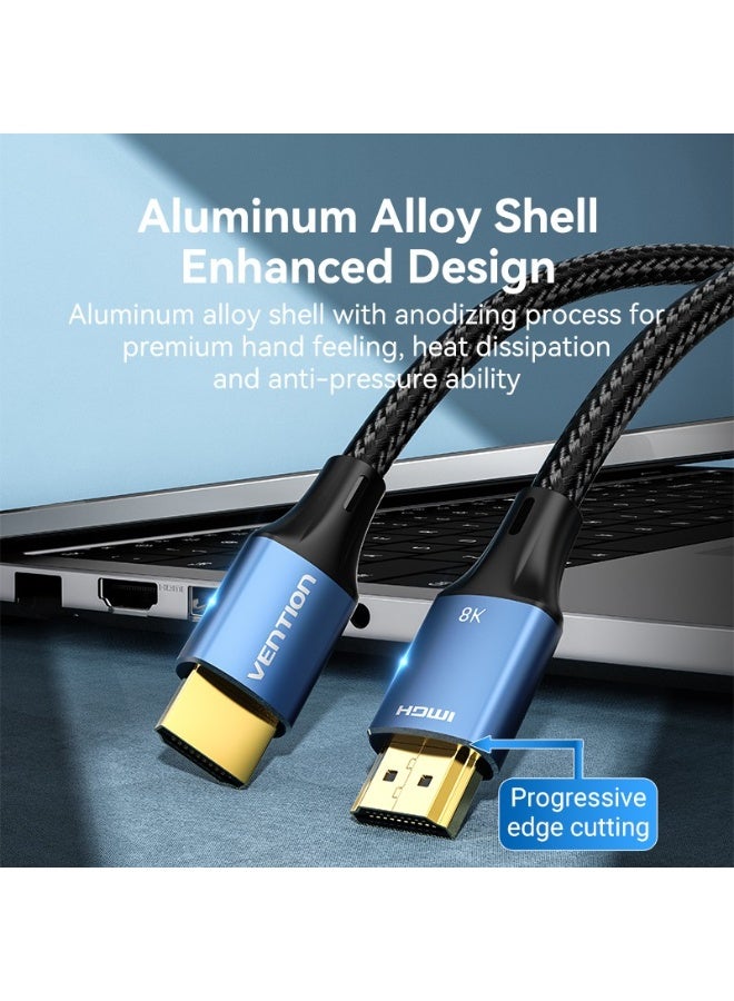 VENTION Cotton Braided HDMI-A Male to Male HD Cable 8K 5M Blue Aluminum Alloy Type Model # ALGLJ - Image 4