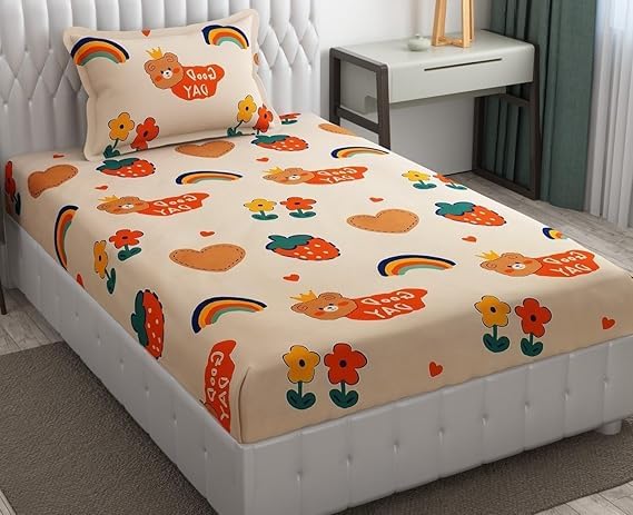 BLENZZA DECO بيلينزا ديكو™ غلاسي قطن لحاف سرير مفرد قابل للعكس للأطفال 1 وملاءة سرير مفرد 1 مع غطاء وسادة 1 (تصميم 5) (من 0 إلى 8 سنوات) - Image 4