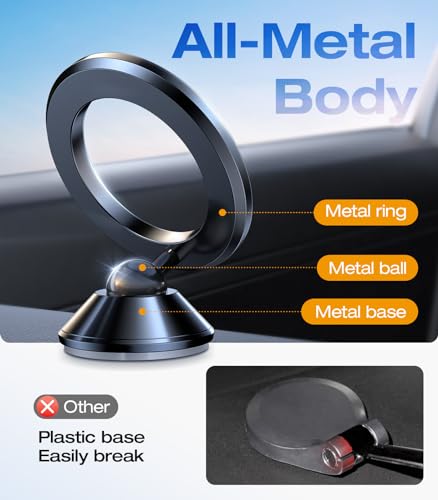 VICSEED 2025 Upgrade for MagSafe Car Mount, [Military-Grade] [High & Low Temp Resistance] Magnetic Phone Holder for Car Dashboard 360 Rotatable Car Phone Holder Mount for iPhone 17 Pro Max 16 15 14 13 - Image 5