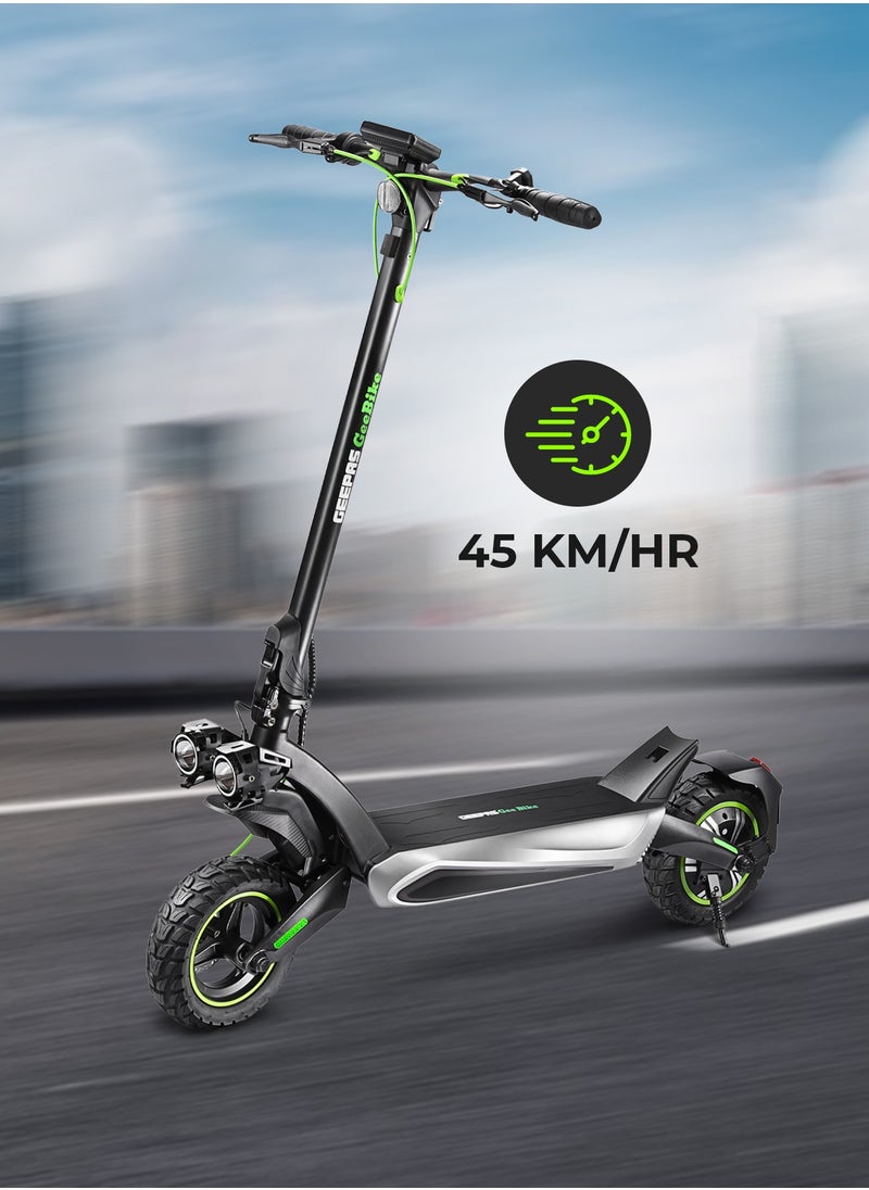 GEEPAS - 10" Electric Scooter with Suspension Digital LED Display | Brake Lights, Front & Rear Suspension| Adjustable Speed, Powerful Performance | GEST63089 Black - Image 1