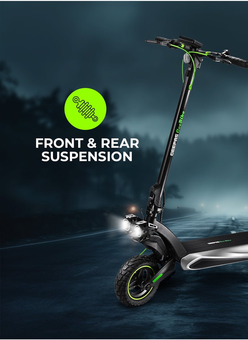 GEEPAS - 10" Electric Scooter with Suspension Digital LED Display | Brake Lights, Front & Rear Suspension| Adjustable Speed, Powerful Performance | GEST63089 Black - Image 1