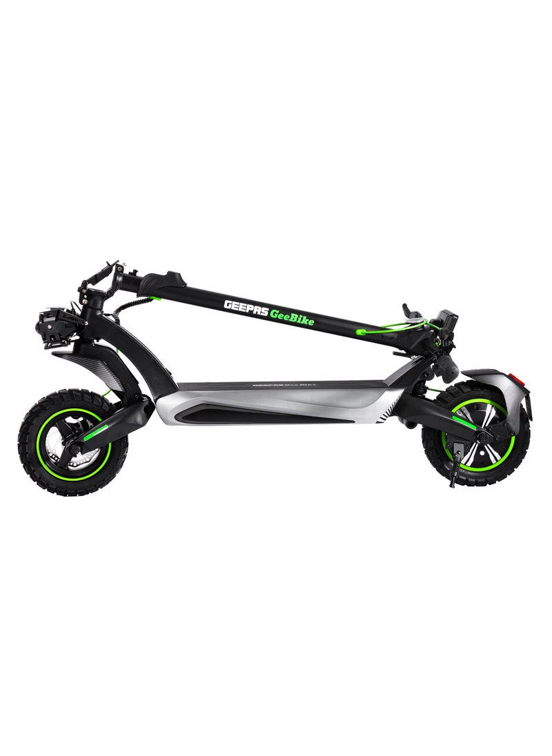 GEEPAS - 10" Electric Scooter with Suspension Digital LED Display | Brake Lights, Front & Rear Suspension| Adjustable Speed, Powerful Performance | GEST63089 Black - Image 1