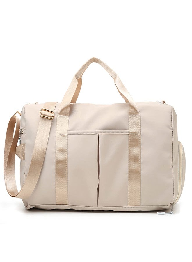 KARRESLY Sports Gym Bag for Women or Men Travel Duffel Bag with Wet Pocket and Shoes Compartment for Training Swim Yoga, Beige, free size - Image 1