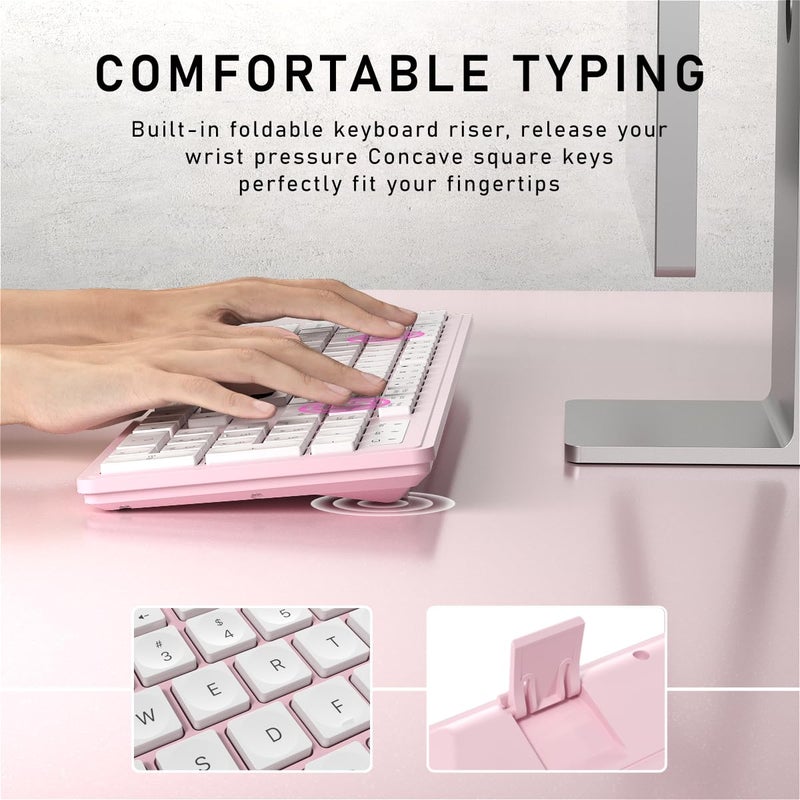 Links9+ Wireless Keyboard and Mouse, 2.4GHz Cordless Keyboard Mouse Combo, Optical Mouse, Plug and Play USB Receiver, Compatible with Windows, Mac, Laptop, and PCï¼ˆWhite Pinkï¼‰ - Image 3