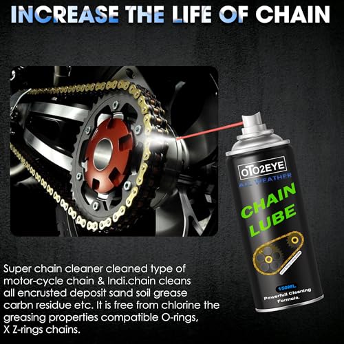 OTO2EYE Bike Chain Lubricant and Chain Cleaner Spray With Cleaning Brush For Motorcycle and Bicycle (300ml) - Image 2