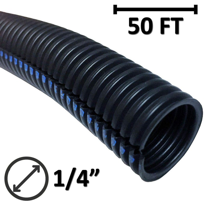 Electri Duct 1/4" Flame Retardant Polypropylene Split Wire Loom Tubing Corrugated Conduit with Flammability Tracer - 50 Feet - Black - Image 2