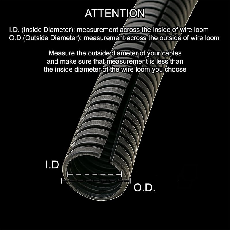 Electri Duct 1/4" Flame Retardant Polypropylene Split Wire Loom Tubing Corrugated Conduit with Flammability Tracer - 50 Feet - Black - Image 5