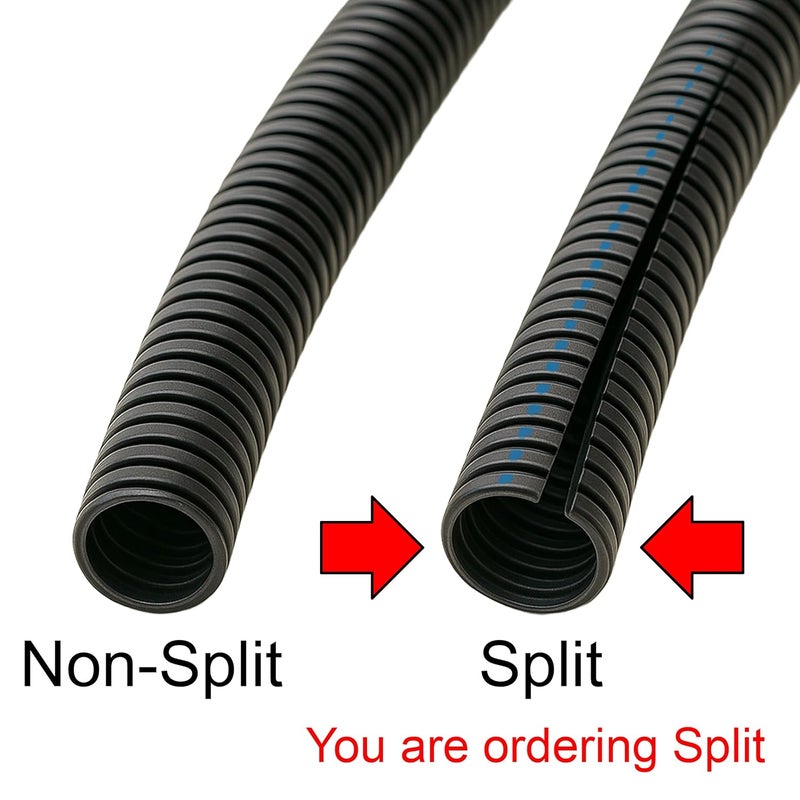 Electri Duct 1/4" Flame Retardant Polypropylene Split Wire Loom Tubing Corrugated Conduit with Flammability Tracer - 50 Feet - Black - Image 4