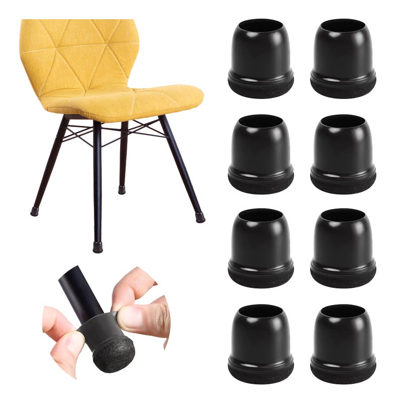 MOYOHIM 20 Pcs Black Extra Small Chair Leg Floor Protectors for Hardwood Floors, Upgraded Rubber Chair Leg Caps with Felt, Furniture Leg Feet Covers Protect Floor from Scratches Reduce Noise (Fit 0.55"-0.75") - Image 1