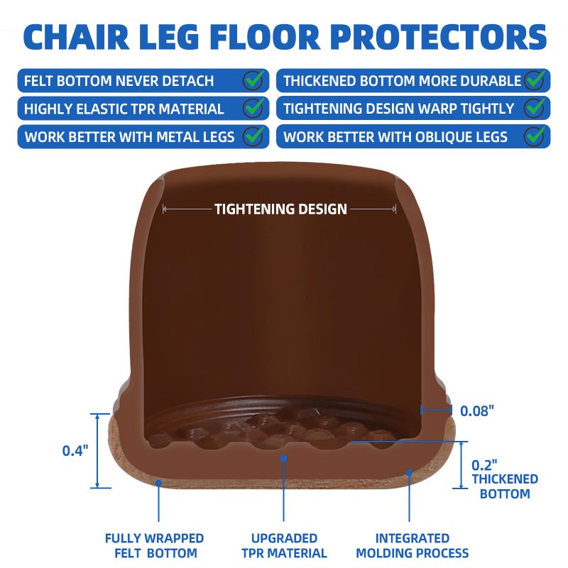 MOYOHIM 20 Pcs Black Extra Small Chair Leg Floor Protectors for Hardwood Floors, Upgraded Rubber Chair Leg Caps with Felt, Furniture Leg Feet Covers Protect Floor from Scratches Reduce Noise (Fit 0.55"-0.75") - Image 5