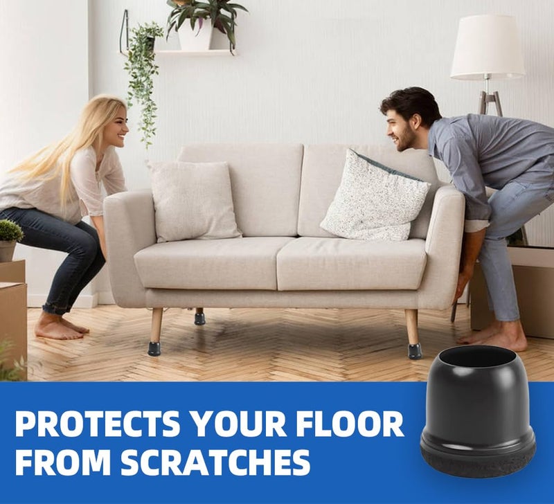 MOYOHIM 20 Pcs Black Extra Small Chair Leg Floor Protectors for Hardwood Floors, Upgraded Rubber Chair Leg Caps with Felt, Furniture Leg Feet Covers Protect Floor from Scratches Reduce Noise (Fit 0.55"-0.75") - Image 2
