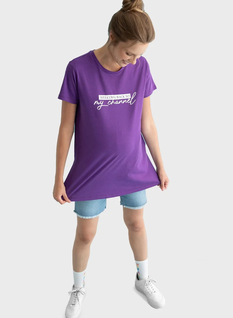 DeFacto Round Neck Graphic T-Shirt
