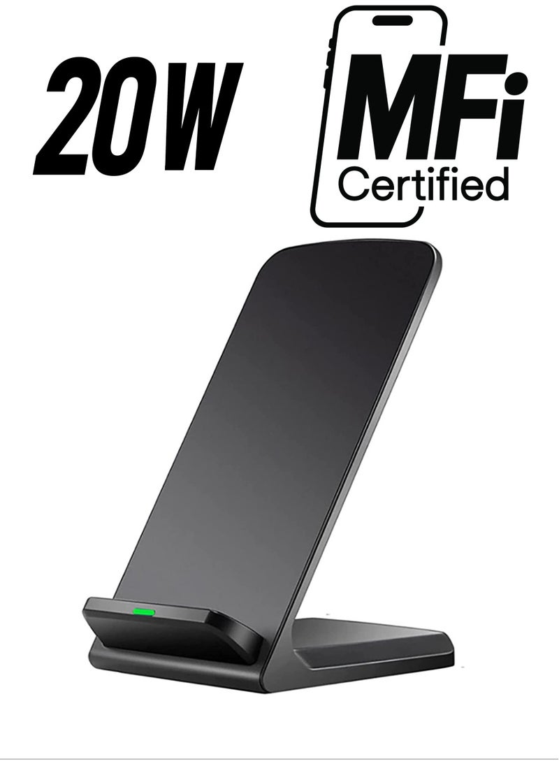 KASTWAVE - 20W Fast Wireless Charging Stand, Compatible with Apple iPhone 12 13 11/11 12 13 Pro/X/XR/XS/8 Upright 15W Wireless Charge Docks, for Samsung Galaxy S22/S21/S20/S9/Note 20 10 9 - Image 1