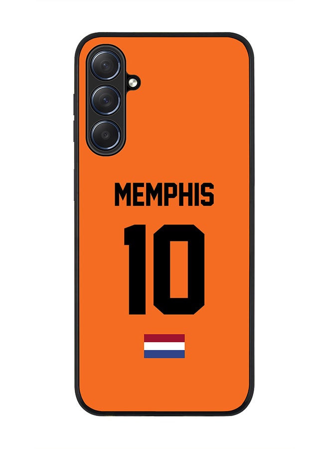 Stylizedd Rugged Black edge case for Samsung Galaxy M54 5G, Slim fit Soft Case Flexible Rubber Edges Anti Drop TPU Gel Thin Cover -  Football Team - Netherlands, Player Name - Memphis - Image 1