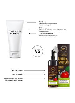 WOW Skin Science Apple Cider Vinegar Foam Exfoliating Face Wash & Brush 5.07 Oz  - Image 5