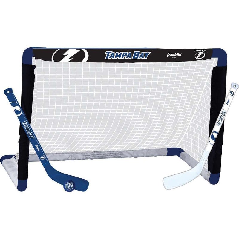 Franklin Sports unisex teen Franklin Sports Tampa Bay Lightning Mini Hockey Set Knee Hockey Goal Ball 2 Hockey Stick Combo, Tampa Bay Lightning, 28 x 20 12 US - Image 1