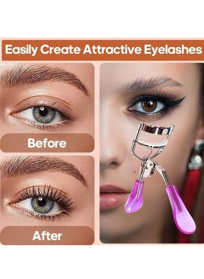Professional Stainless Steel & Acrylic Eyelash Curler – Comfortable Ergonomic Handle Fits All Eye Shapes – High-Quality Makeup Tool for Effortless, Safe, and Natural Long-Lasting Eyelash Curling – Perfect for Beginners and Professional Makeup Artists- Purple - Image 3
