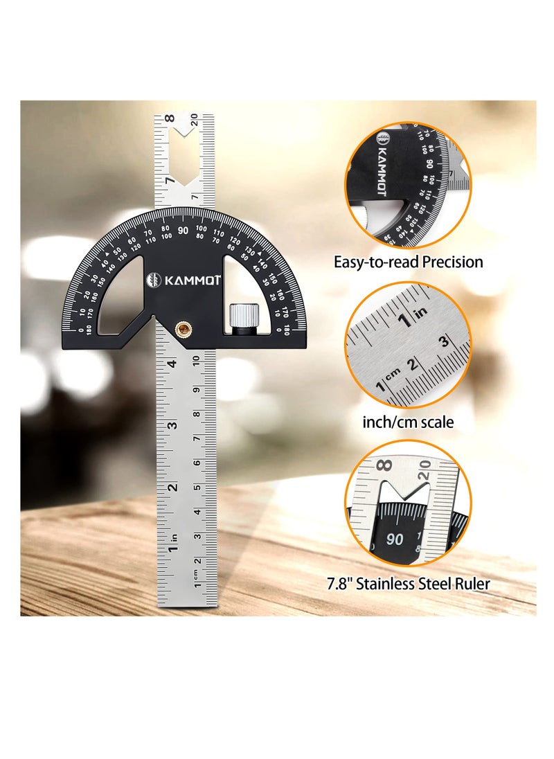 Generic 8 Inch Adjustable Stainless Steel Protractor Angle Finder for Woodworking and Metalworking with 0 to 180 Degrees Measurement Tool  - Image 2
