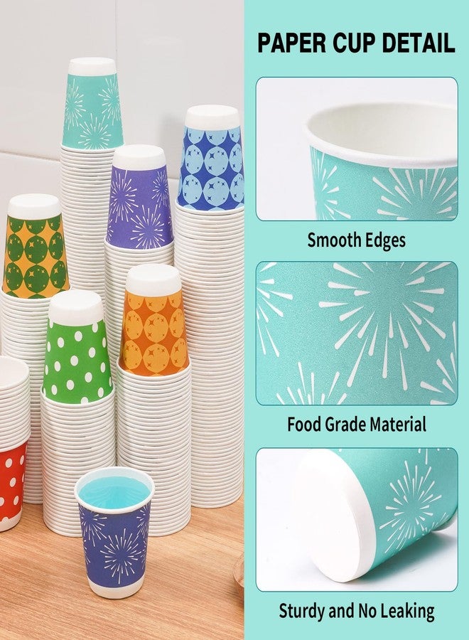 Tamone 600 Pack 3 oz Bathroom Cups, Small Paper Cups, Mini Disposable Cups Fireworks Design, Blue, Green Mouthwash Cups for Party, Picnic, BBQ, Travel, Home and Event - Image 3
