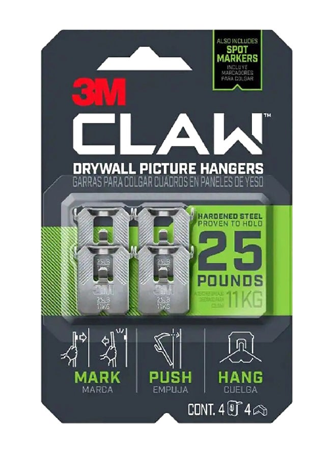 ثري ام 3PH25M-4ES دراي وول طقم شماعات صور للحوائط من الفولاذ المقاوم للتآكل 4 قطع فضي 17 × 10.8 × 4.4 سم - Image 1