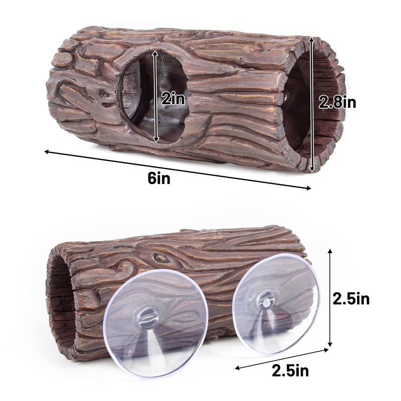 CAVACHEW Reptile Hide, Resin Hollow Log Hideout with 2pcs Powerful Suction Cup, Reptile Tank Accessories Climbing Toys Terrarium Hideaway Caves Decor for Gecko, Lizard, Snakes, Hermit Crabs, Forgs - Image 5