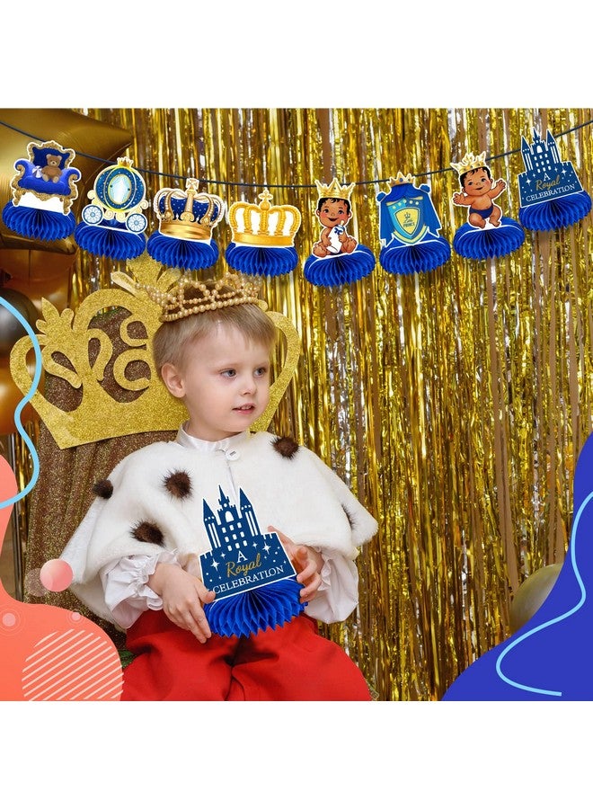 Pajean 14 Pieces Royal Prince Themed Honeycomb Centerpiece Blue Little Prince Table Decoration African American Prince Birthday Baby Shower For Boy Kids' Party Supplies - Image 4