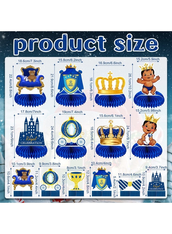 Pajean 14 Pieces Royal Prince Themed Honeycomb Centerpiece Blue Little Prince Table Decoration African American Prince Birthday Baby Shower For Boy Kids' Party Supplies - Image 5