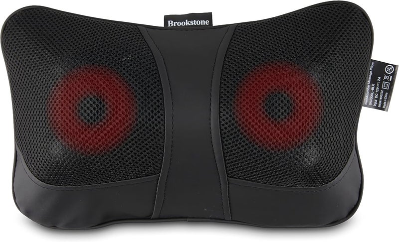 Brookstone Shiatsu Neck and Lumbar Massager Deep Kneading Massage Pillow with Heat  Neck Shoulder Leg Lumbar Portable Massager Electric Massage Pillow for Home Office Car - Image 1